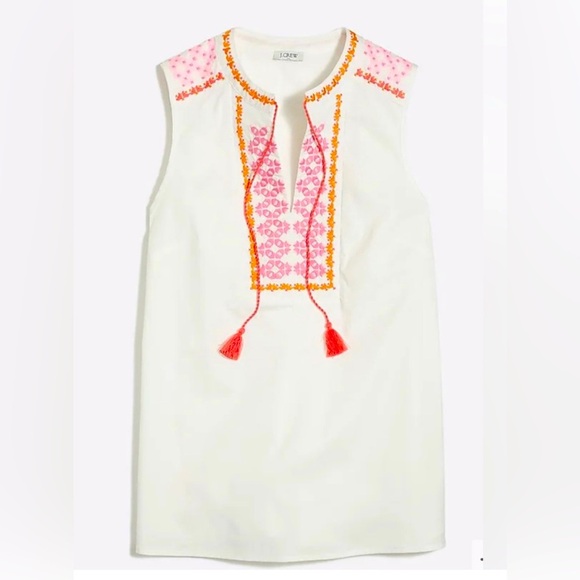 J.Crew Elegant White Embroidered Blouse - Picture 2 of 4
